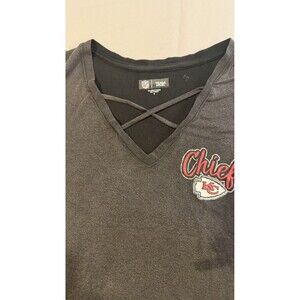 Kansas City Chiefs Women Medium Black NFL Team Apparel V Neck Football Tee NWT